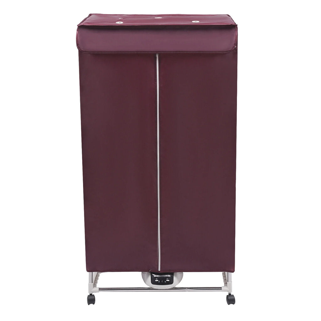 110V Wine Red Clothes Dryer Portable Travel Mini Dryer Machine 1200-1500W Electric Dryer For Homes, Apartments