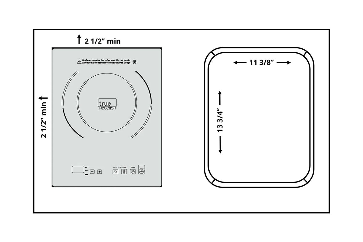 True Induction TI-1B Built-In UL858 Certified, 12-inch Single Induction Cooktop 1750W Glass-Ceramic Top