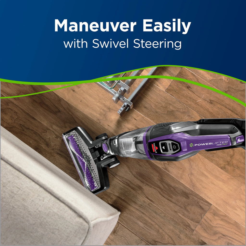 BISSELL PowerLifter Ion Pet Cordless Stick Vacuum, Carpet, Area Rugs, Hard Floor, Upholstery, 2 Way Fold Handle, Freestanding, Removeable Hand Vac, 3191, Purple