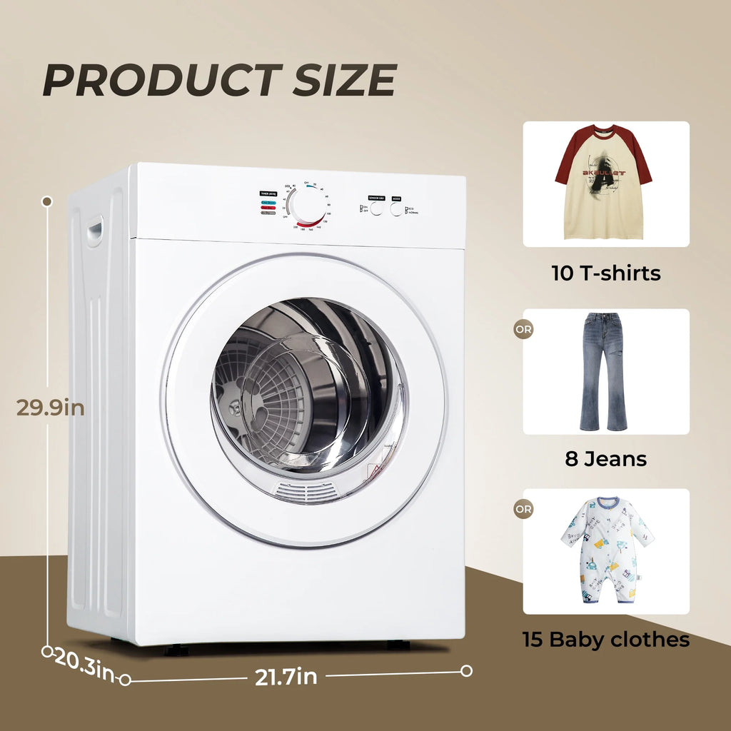 EUHOMY 1.8 Cu. ft. Compact Electric Dryer with LCD Touch Panel for Home, Apartment, Dorm