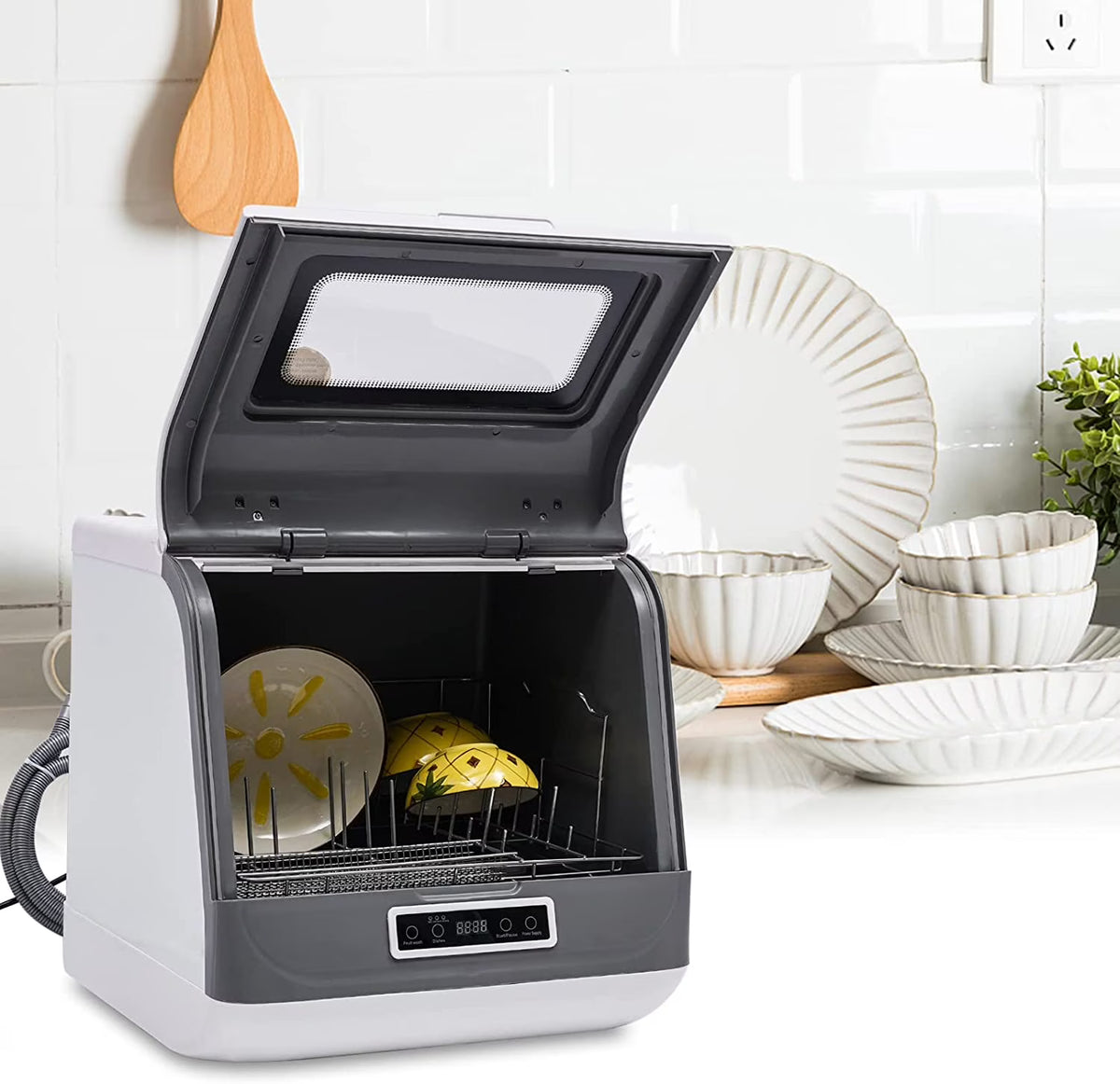 FETCOI Portable Countertop Dishwasher, Compact Mini Dishwasher with Air-Dry Function, 3 Washing Programs, for Small Apartment, RV