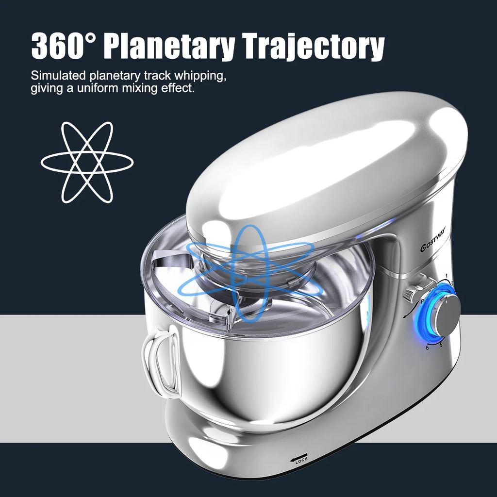 Costway 6.3 QT Tilt-Head Food Stand Mixer 6 Speed 660W wIth Dough Hook, Whisk & Beater Black