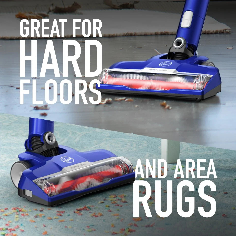 Hoover IMPULSE Pet Cordless Stick Vacuum Cleaner, BH53020, Lightweight, Powerful Suction, Pet Hair, Hard Floor, Carpet, HEPA Filter, Self-Cleaning Brushroll, LED Headlights, Rechargeable