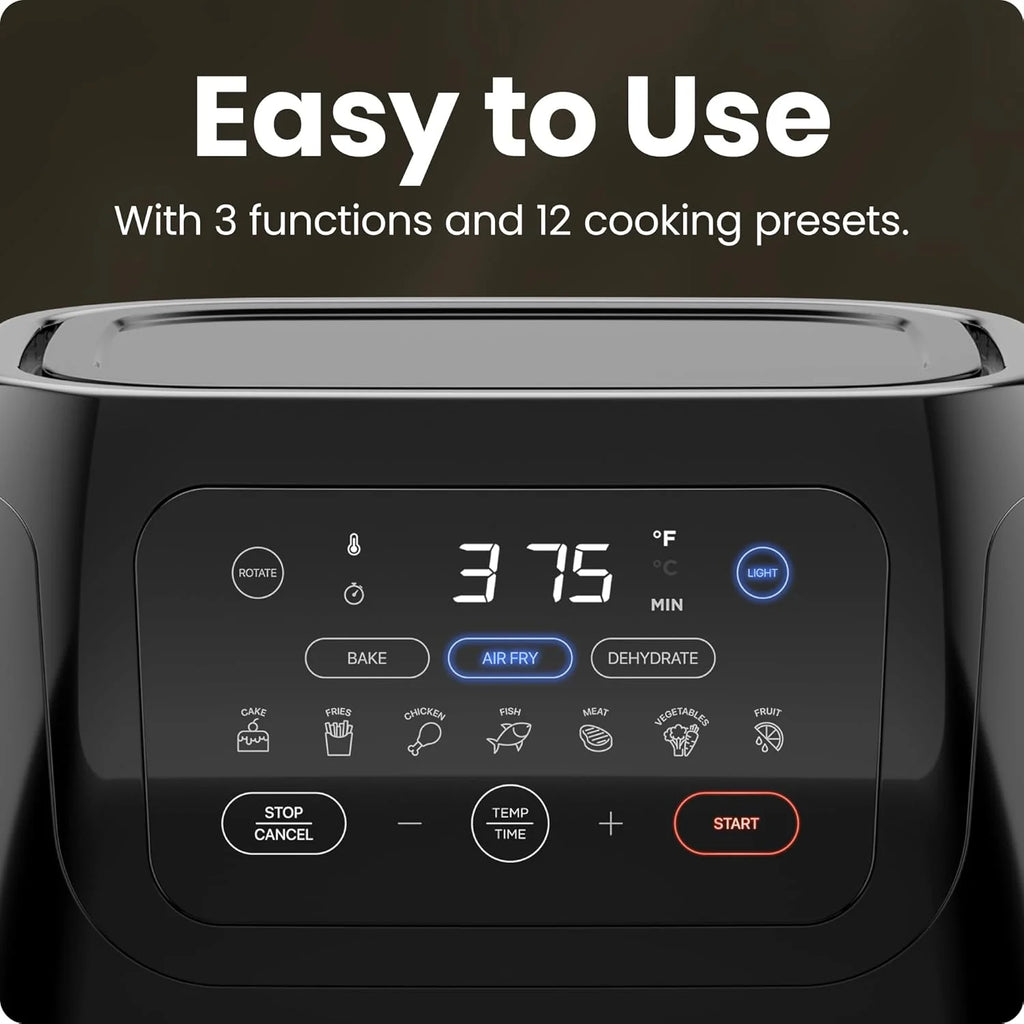 Chefman Multifunctional Digital 10 Qt. Air Fryer+ Rotisserie, Fry, Roast & Bake, 17 Presets - Black