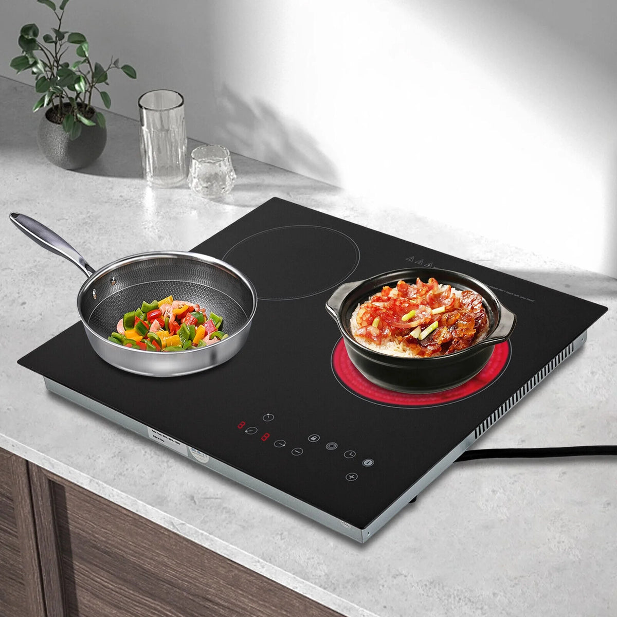 Electric Cooktop 24 inch Built-in Electric Stove Top 110V 2600W Knob Control