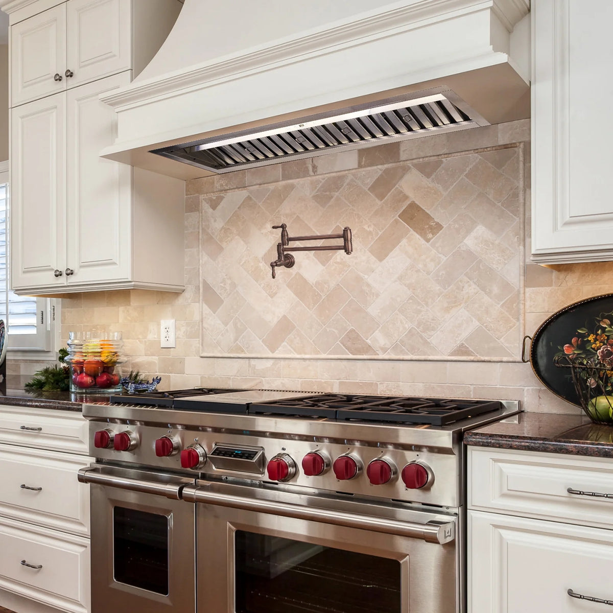 Akicon 48 Inch Range Hood Insert, Stainless Steel 8" Ducted Insert/Built-in Kitchen Vent Hood with 1200 CFM Suction, Dimmable LED Lights and Dishwasher Safe Filters, 4 Speed-Cool White