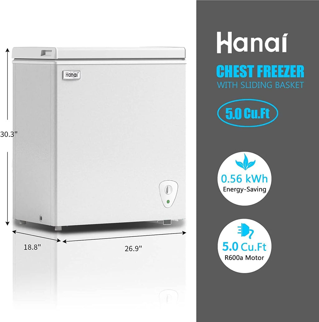 WANAI 3.5 Cu.ft Freezer, Chest Freezer, Deep Freezer with Top Open Door