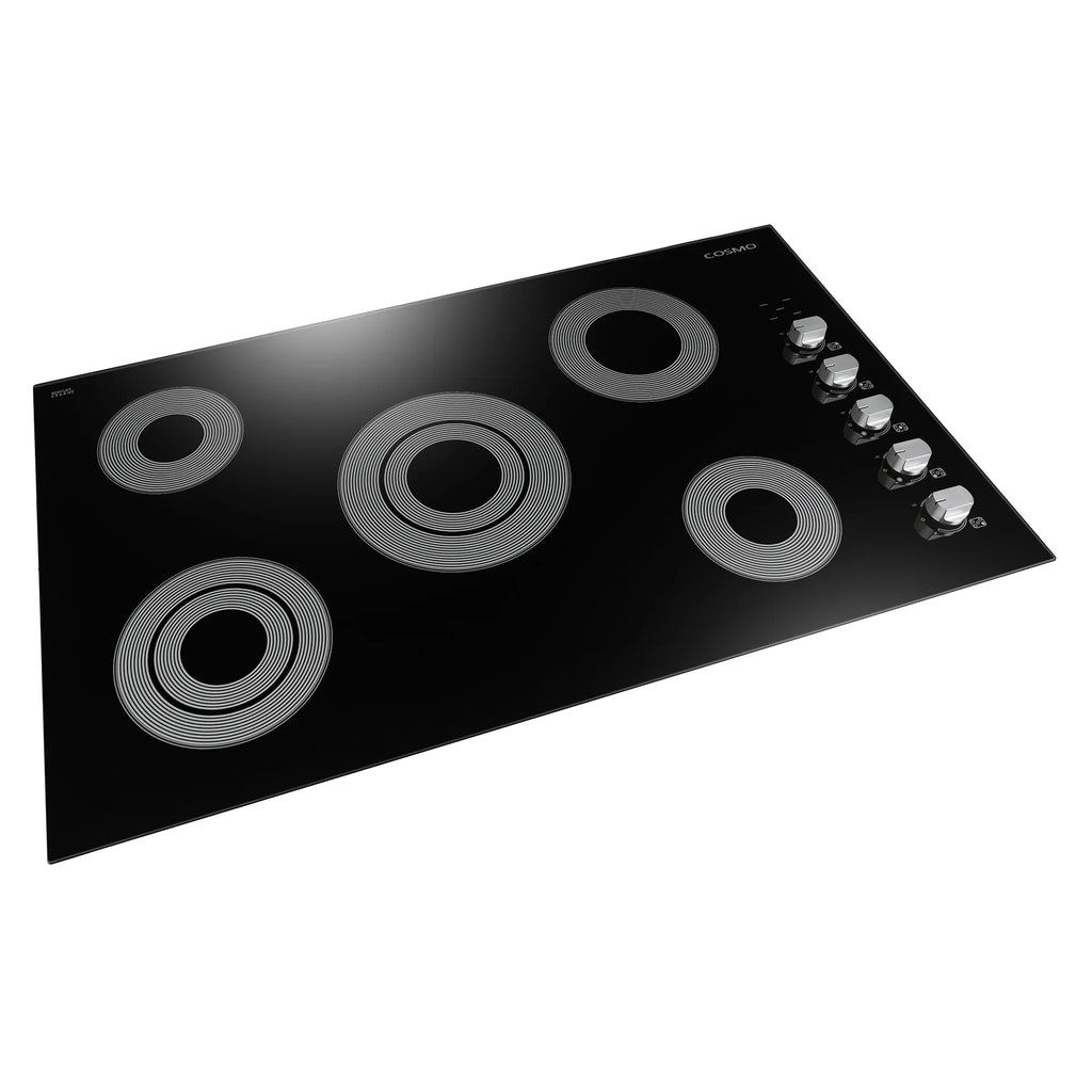 Cosmo 3 Piece Kitchen Appliance Package With 36" Electric Cooktop 36" Wall Mount Range Hood 24" Single Electric Wall Oven Kitchen Appliance Bundles