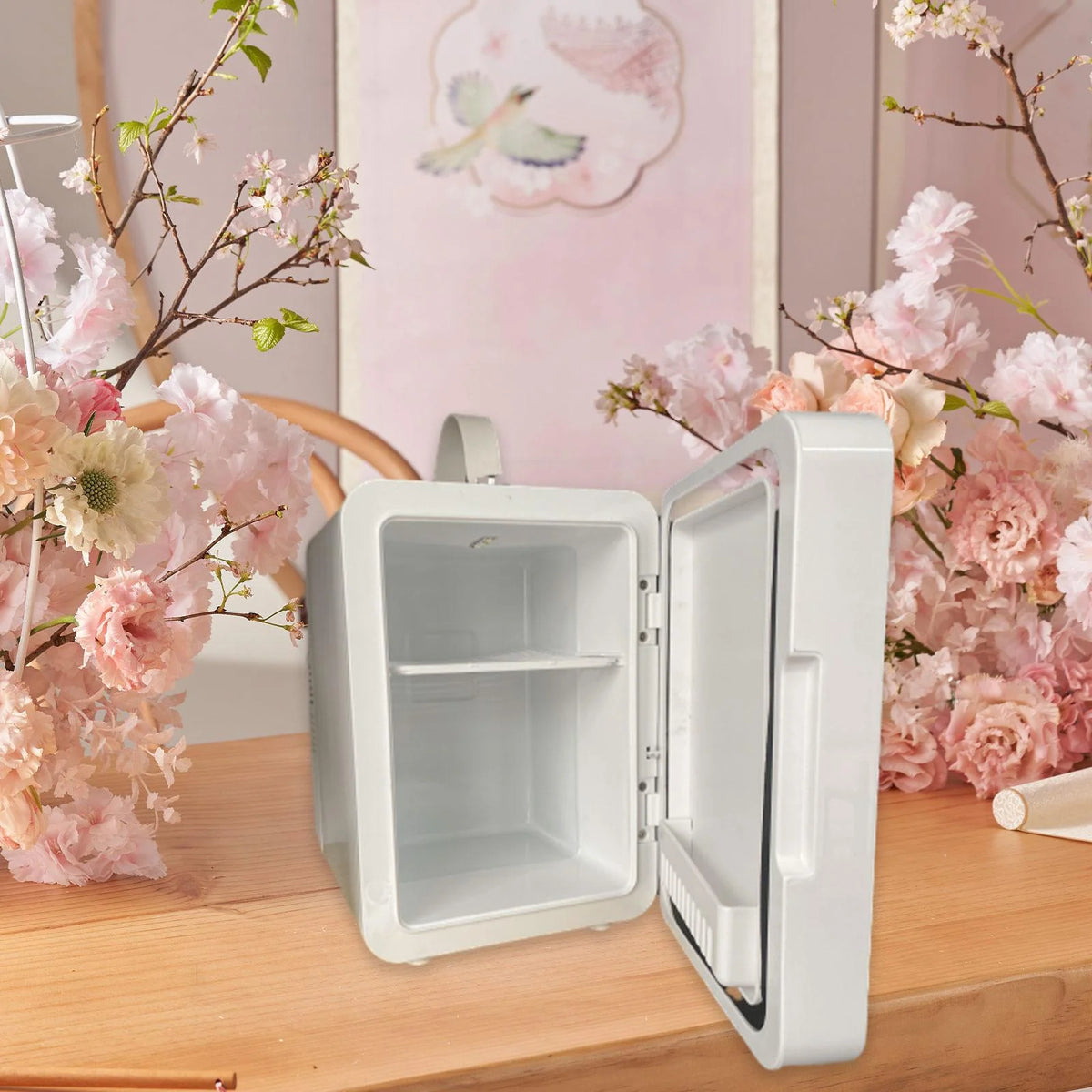CUTICATE 12V Car Refrigerator Makeup Fridge 3 Mode Lighting with Personal Beauty Refrigerator Small Refrigerator for Vanity white
