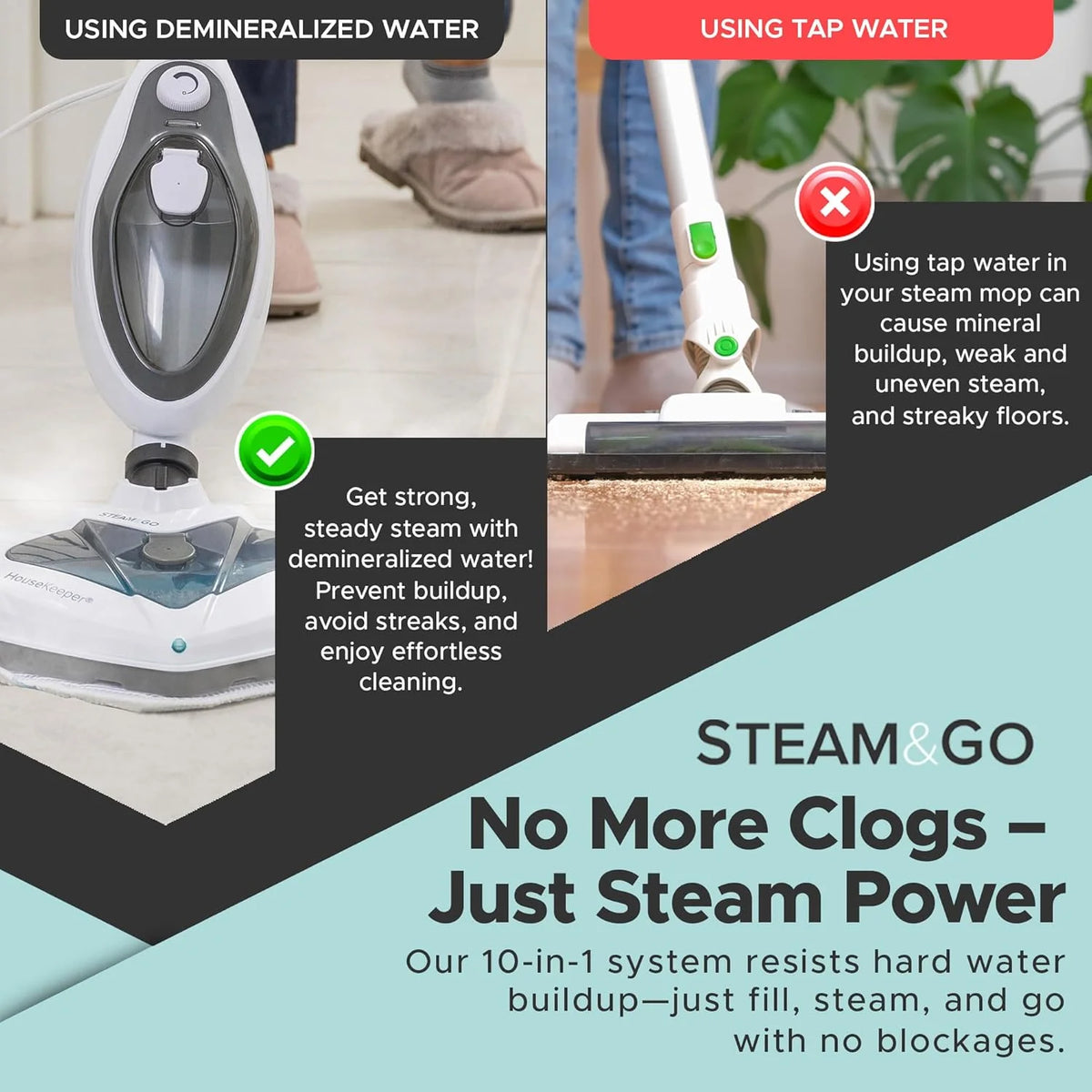 Steam & Go 10-in-1 Steam Cleaner with Detachable Base Steamer Mop Floor Cleaner