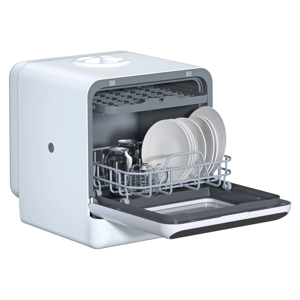 Happydeer Portable Countertop Dishwasher with 5L Water Tank, Automatic Smart Countertop Dishwasher, Mini Dishwasher with 5 Place Settings, 2-Tier Rack, 3-Spray Arm, Air-Dry Function