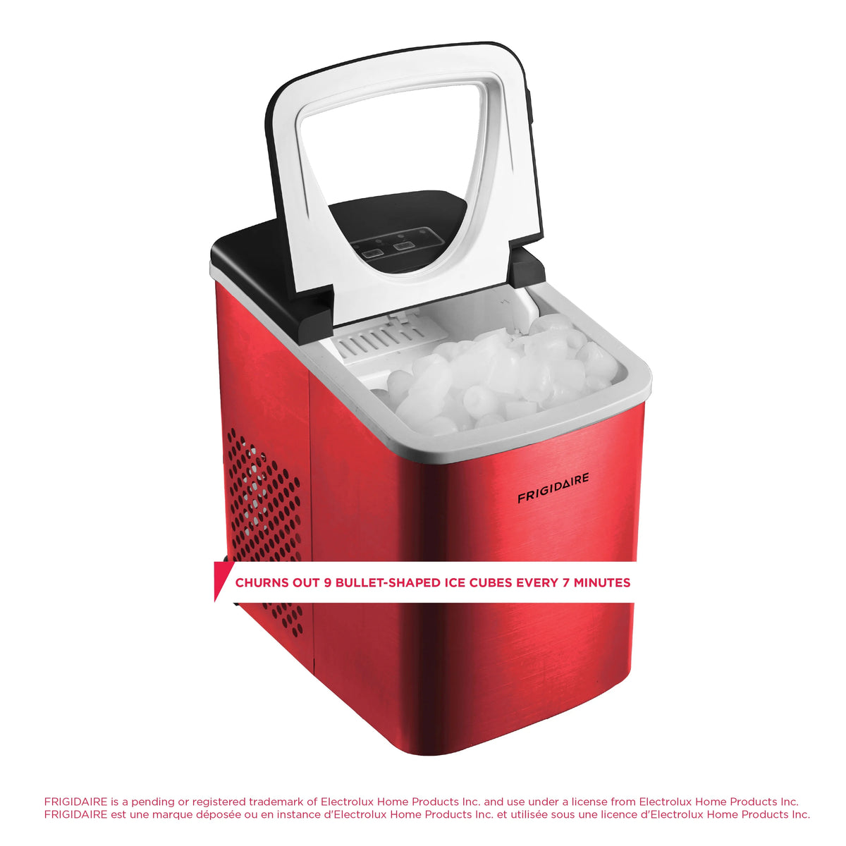 Frigidaire 26 lb. Countertop Ice Maker EFIC117-SS, Red Stainless Steel