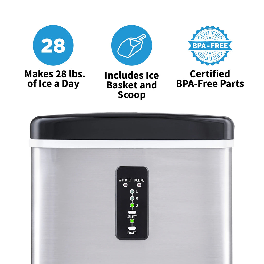 Newair | Portable Ice Maker | 28 lbs. Daily | 3 Bullet Ice Sizes, LED Display