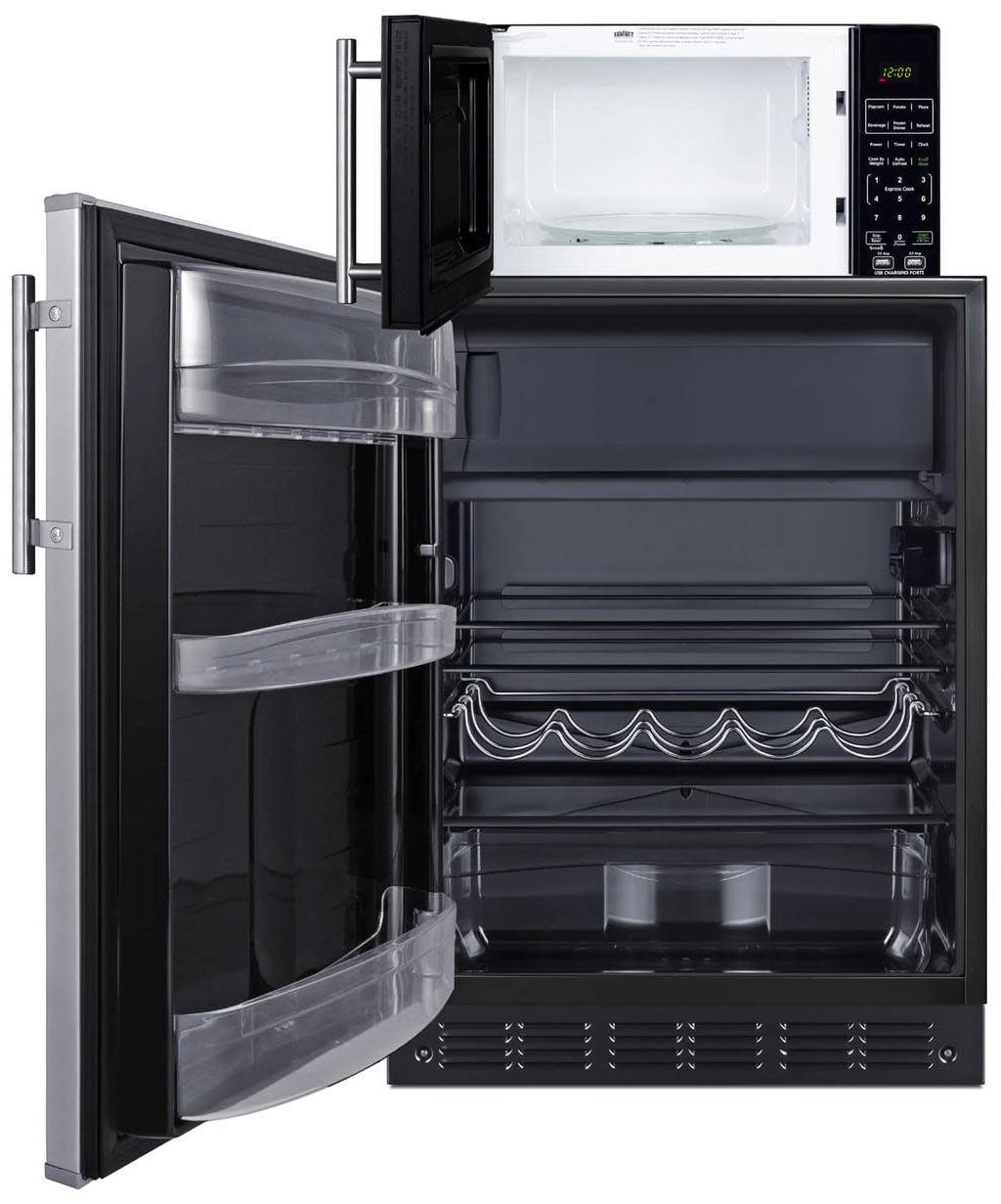 Summit Appliance MRF66BK2SSALHD Microwave & Refrigerator-Freezer Combination with Allocator - LHD