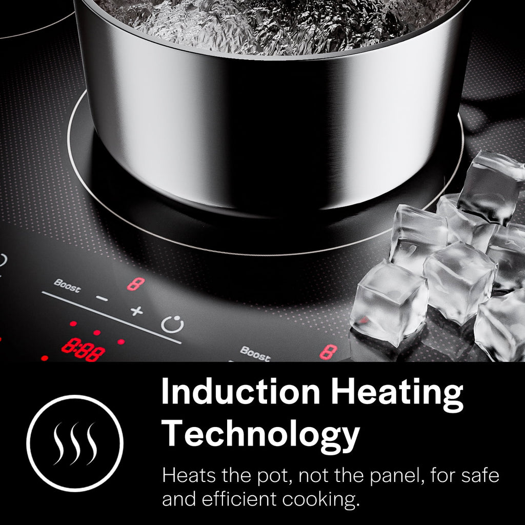 Empava 36 in. Electric Stove Induction Cooktops with 5 Power Boost Heating Elements Smooth Surface Vitro Ceramic Glass in Black