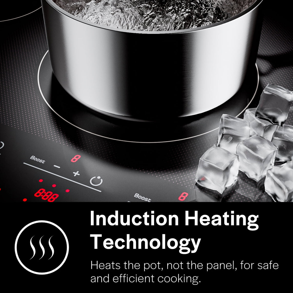 Empava 36 in. Electric Stove Induction Cooktops with 5 Power Boost Heating Elements Smooth Surface Vitro Ceramic Glass in Black