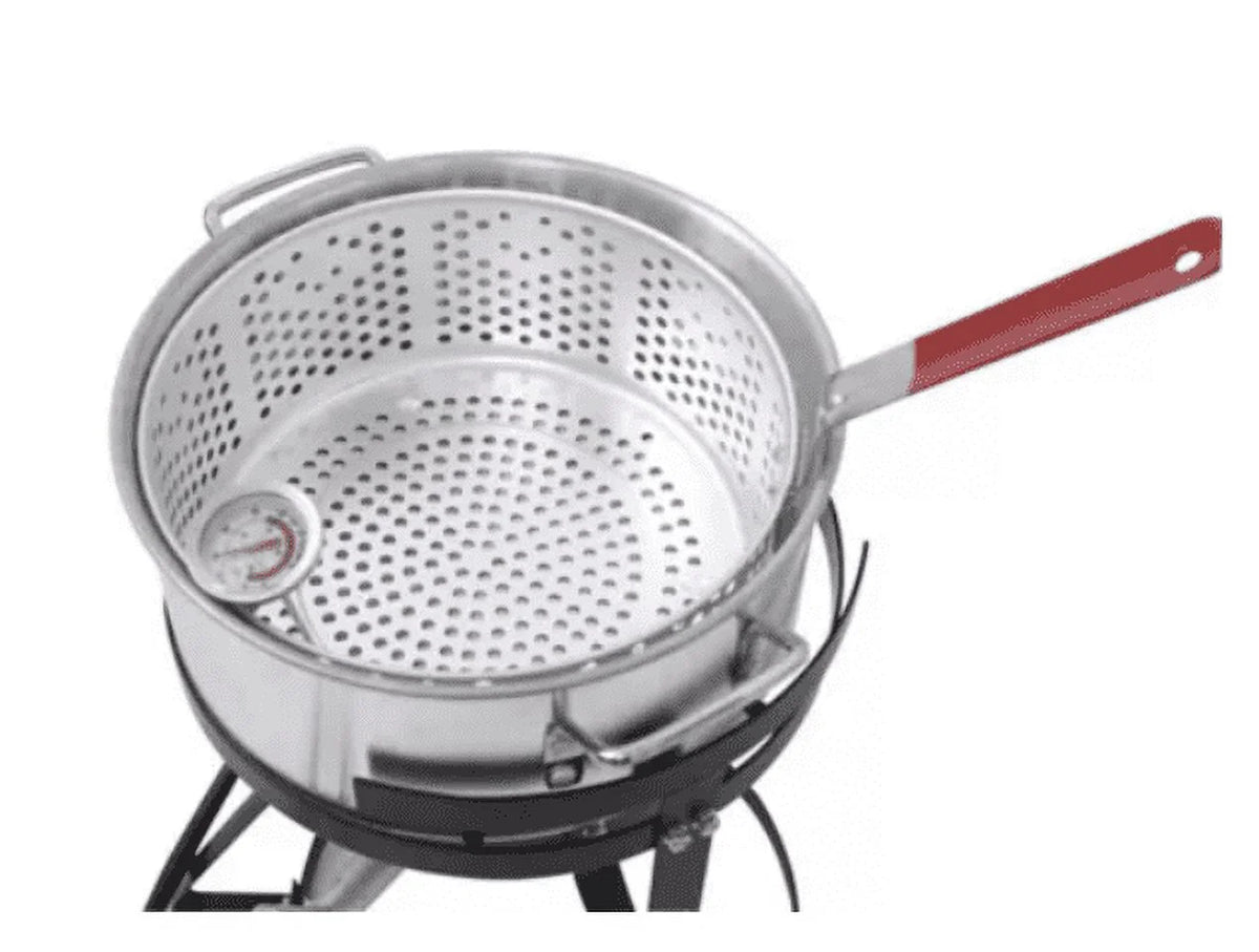 Red Mountain Valley Outdoor Propane Turkey Deep Fryer Set 30&10 Quart Fish Fryer with Basket, 50,000 BTU Burner, Large Seafood Boiler Kit, Outdoor Cooking for Frying, Boiling