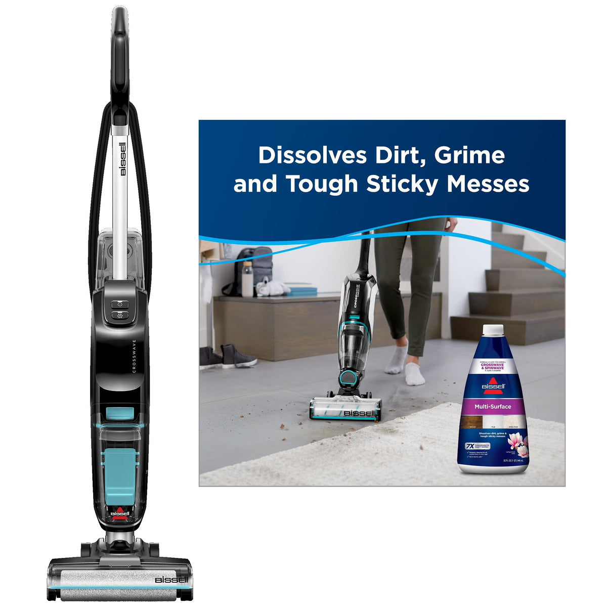 BISSELL CrossWave Hard Floor Expert, Corded, Multi-Surface Hard Floor Cleaner, Wet Dry Vacuum, for Tile, Sealed Wood Floors, and Laminate, Lightweight, Two Tank Technology, Self Cleaning Cycle, 3831