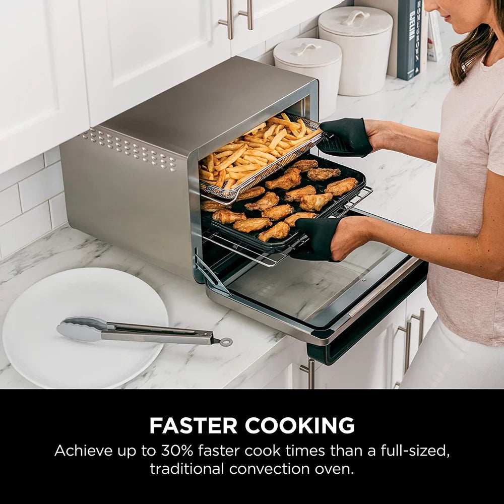 Restored Ninja DT201 Foodi 10-in-1 XL Pro Air Fry Oven, Large Countertop Convection Oven, Digital Toaster Oven, Dehydrate, Reheat, 1800 Watts, Stainless (Refurbished)