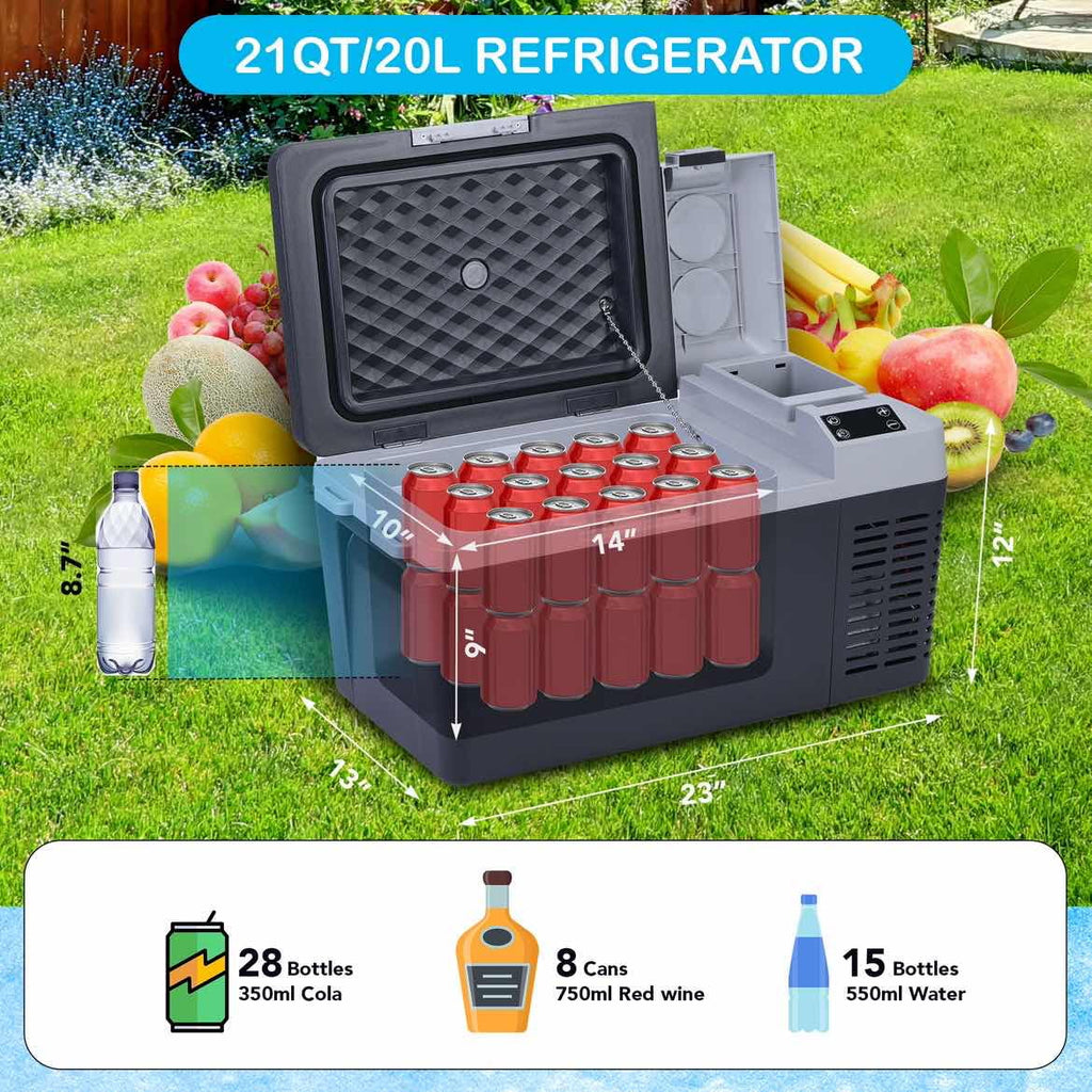 M optimized 12V Refrigerator 21 Quart Portable Refrigerator -7.6a?? to 50a??, 20L RV Freezer, Car Fridge with 12/24V DC and 110-240V AC, Portable Freezer Car Cooler for Camping Travel Outdoor & Home
