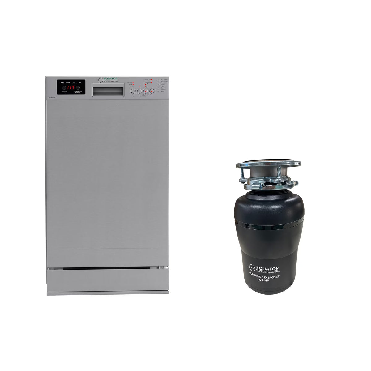 Equator 18 in Dishwasher 10 place QUIET 110V E-Star ADA? HP Garbage Disposer