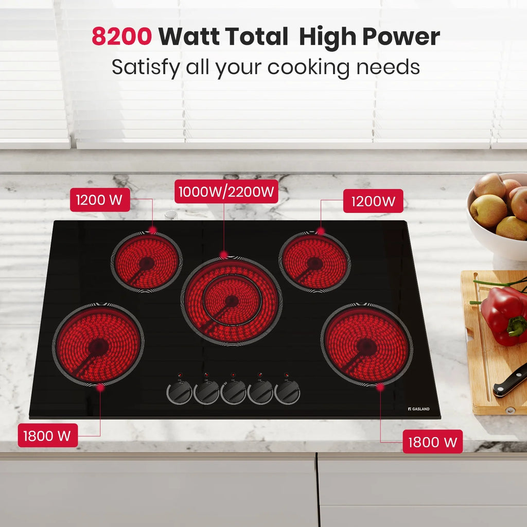 Gasland Chef 5 Burner Ceramic Cooktop,Mechanical Knob Control Electric Stove Top,240V