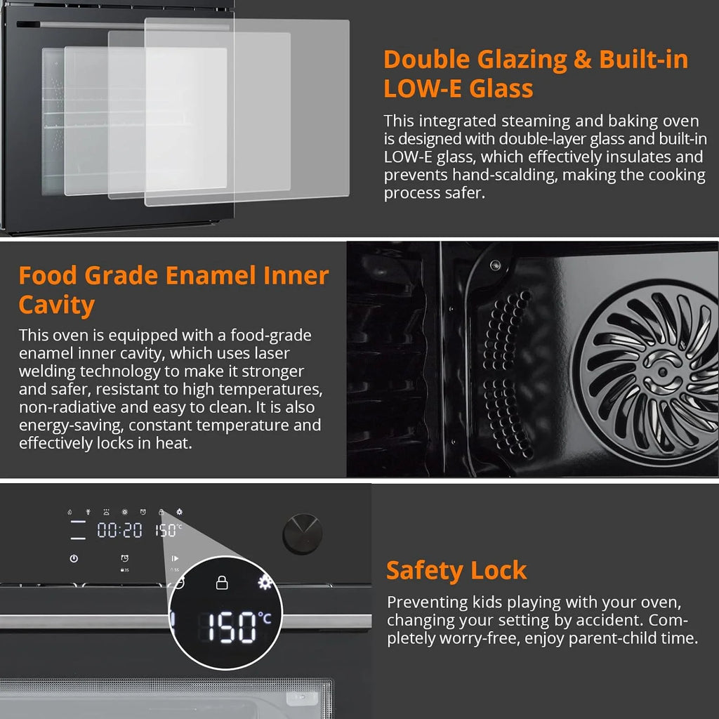 HELLONE 24" Single Wall Oven, Built-in Electric Ovens with 11 Cooking Modes, 3000W, 240V, 2.5 CF Convection Built-in Oven, Stainless Steel, Touch Control, Timer, Safety Lock