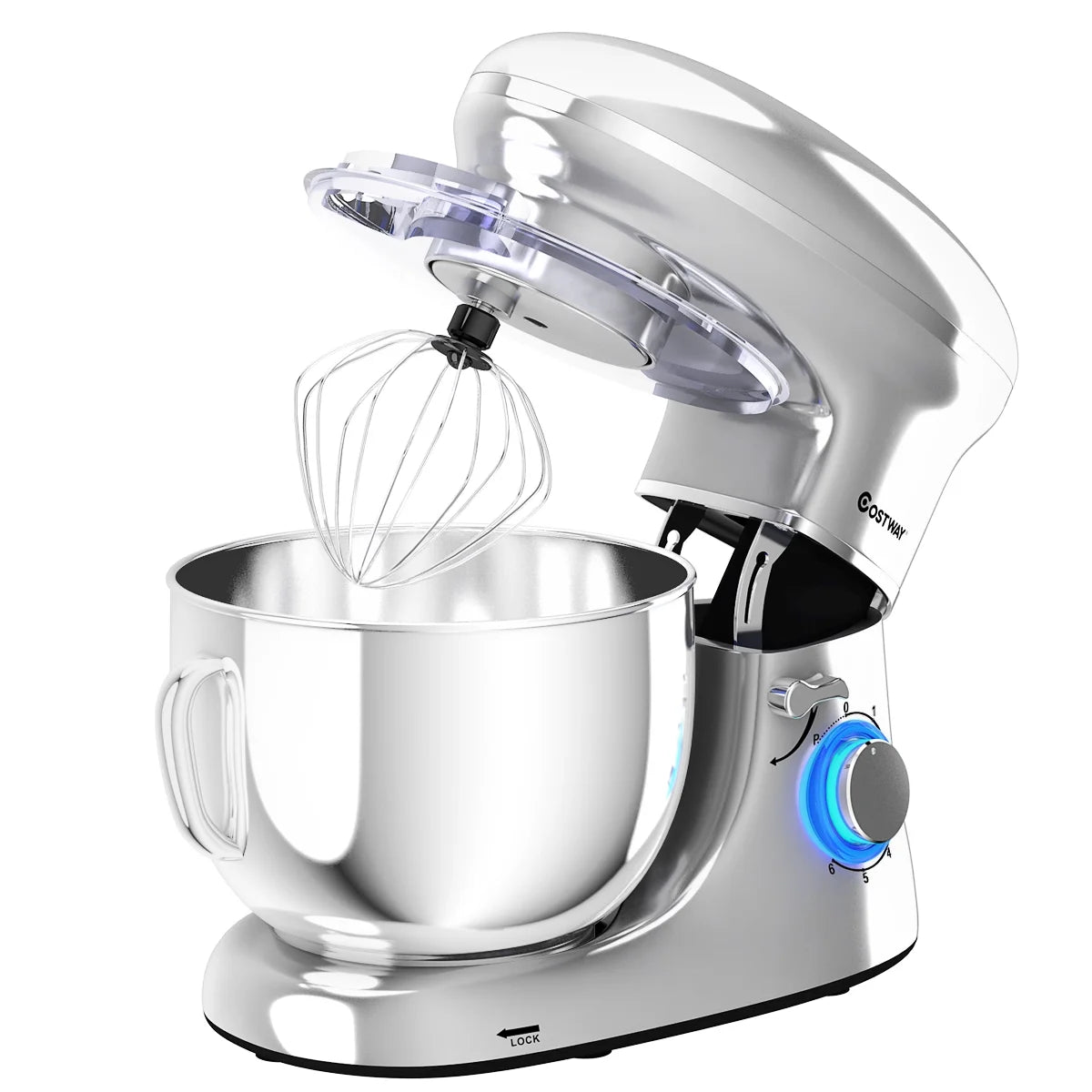Costway 6.3 QT Tilt-Head Food Stand Mixer 6 Speed 660W wIth Dough Hook, Whisk & Beater Black