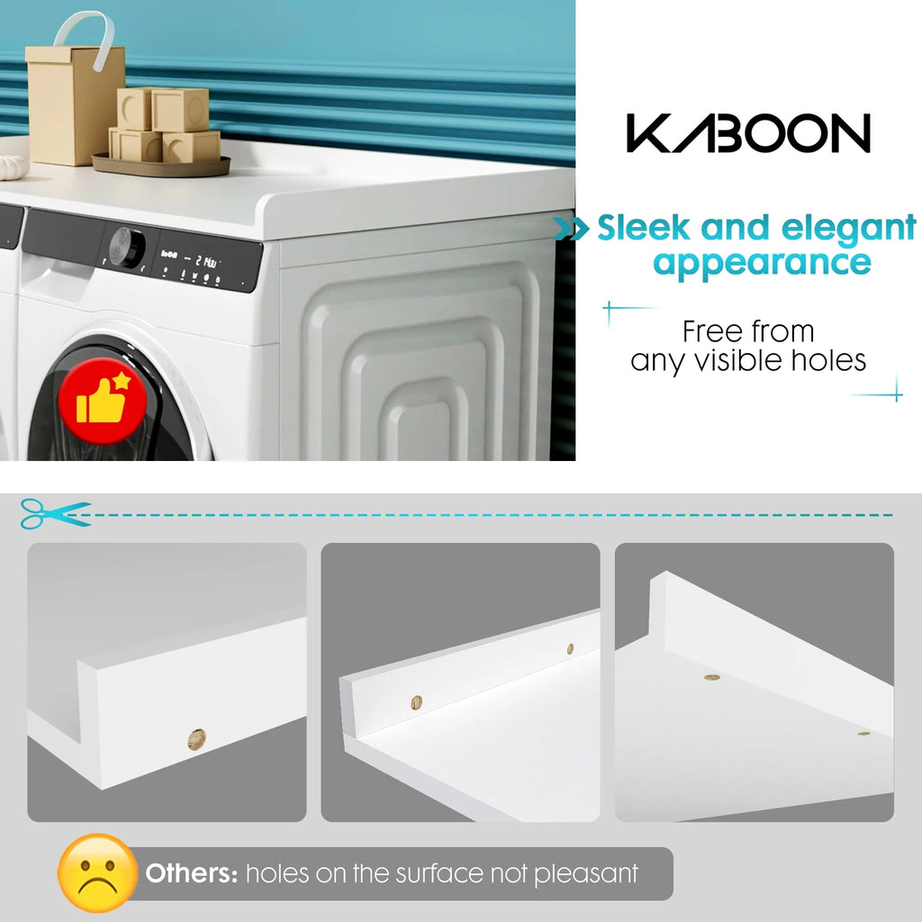 Kaboon Washer Dryer Countertop with Edge Rails, 27.5" x 54", Light Walnut