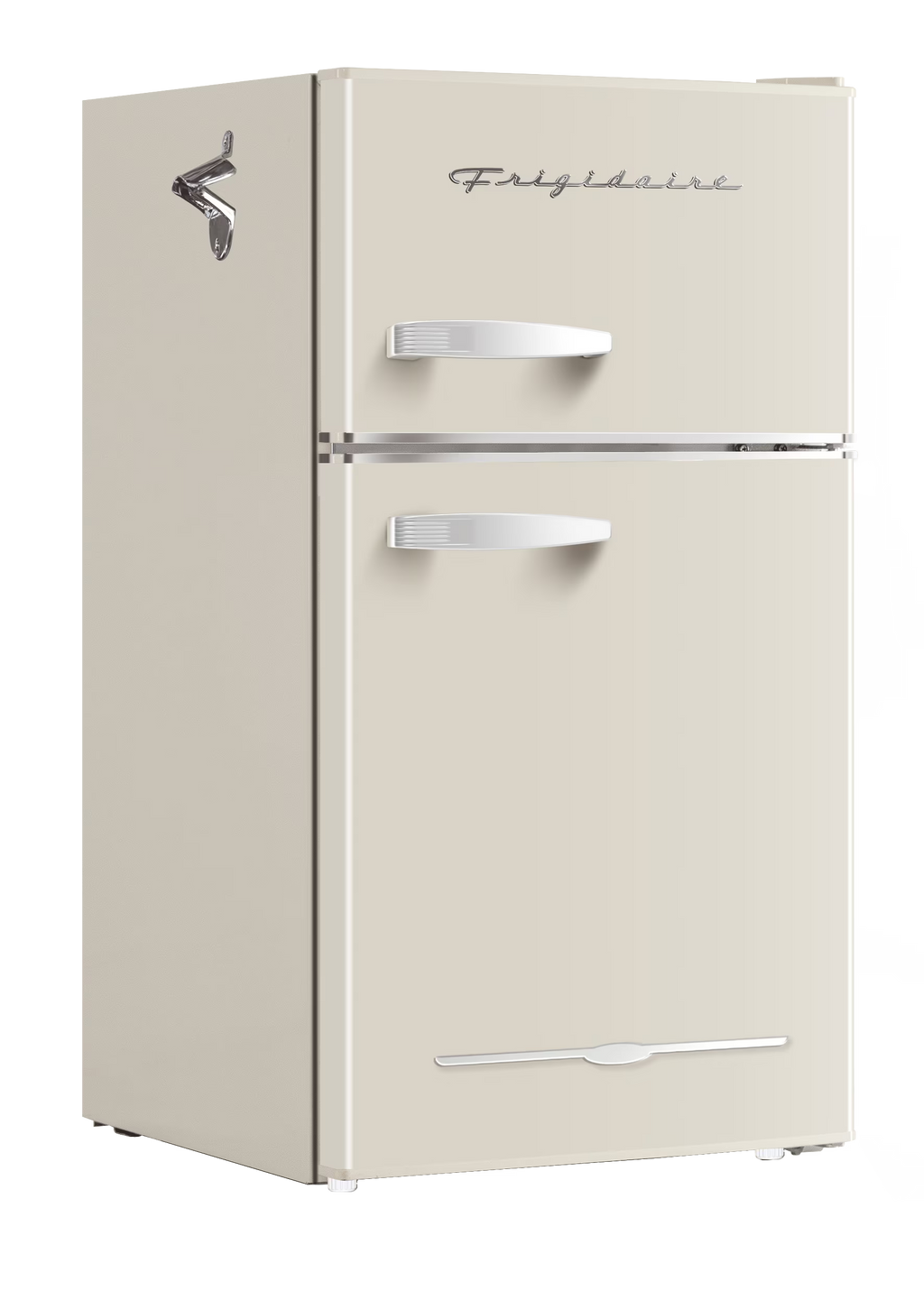 Frigidaire, 3.1 Cu. Ft. 2 Door Retro Compact Refrigerator , Built-In Side Bottle Opener, Cream