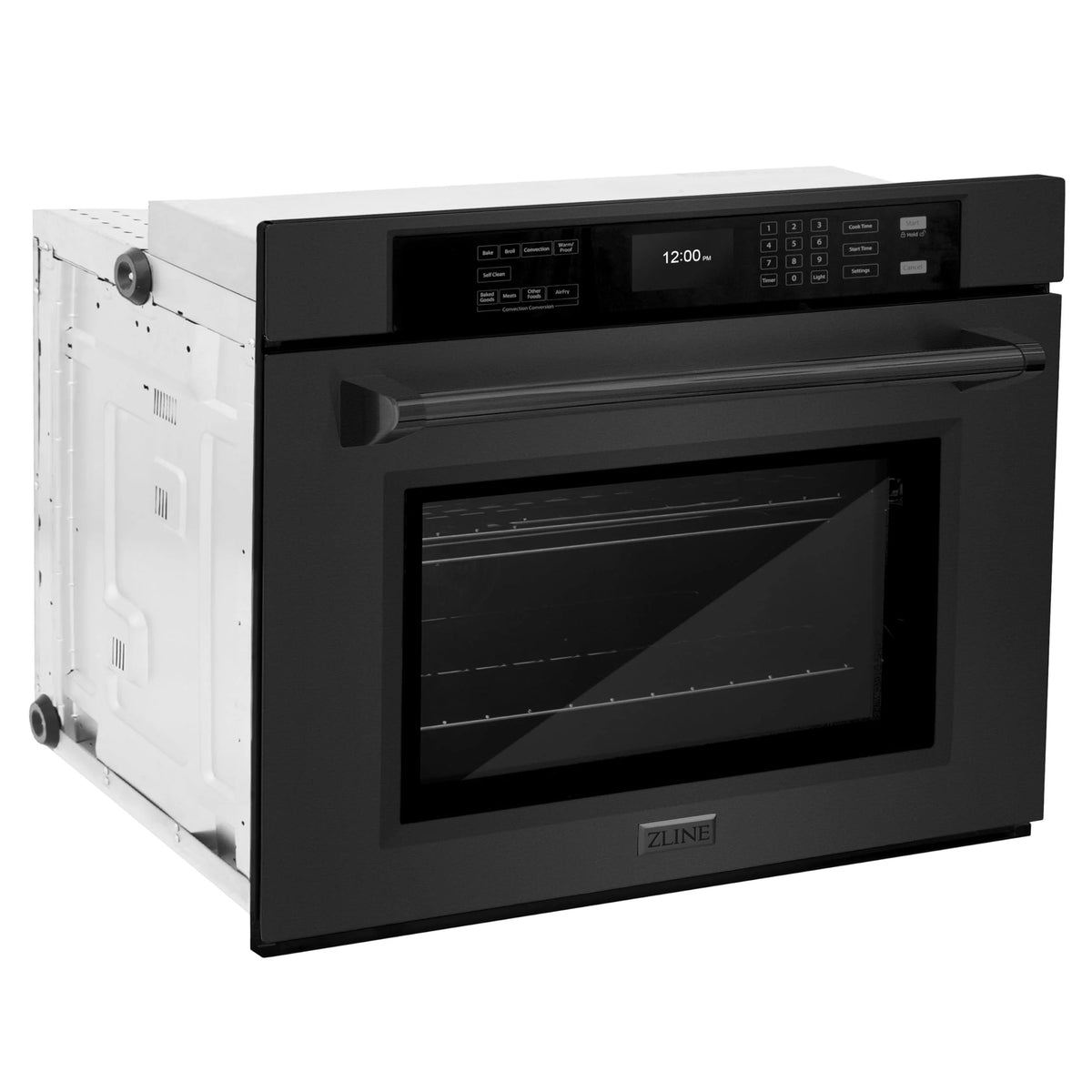 ZLINE 30" Professional Single Wall Oven with Air Fry and Self-Clean in Black Stainless Steel, WASB-30