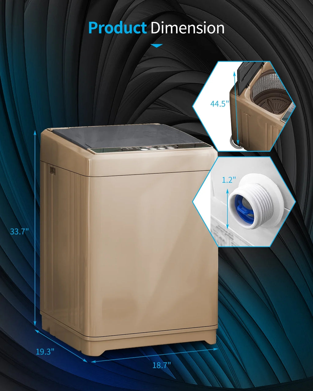 TABU Portable Washer and Dryer Set, 17.6LBS Compact Washing Machine & 13LBS Compact Dryer (Brown&White)
