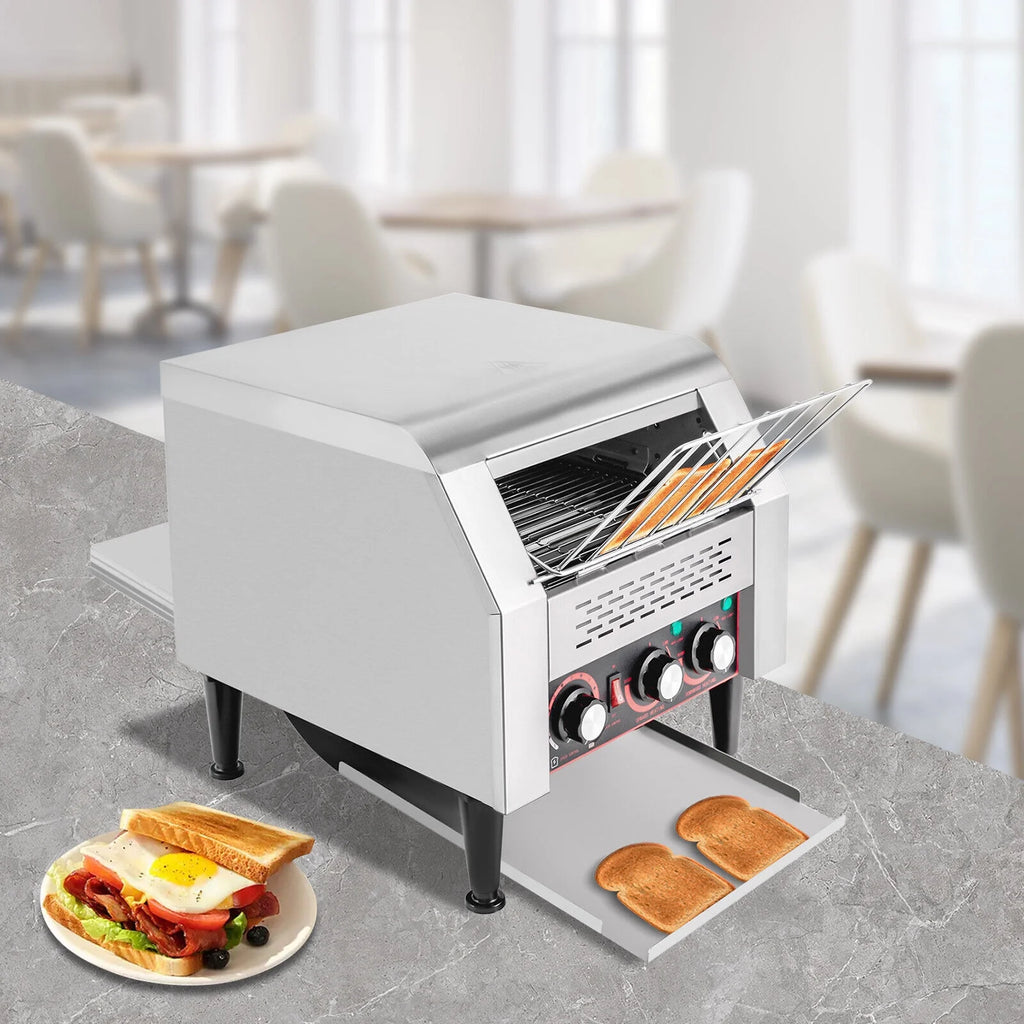 Miumaeov Conveyor Toaster 300 Slices/Hour Heavy Duty Commercial Conveyor Toaster 2200W Stainless Steel Toaster Oven for Restaurant & Home Use