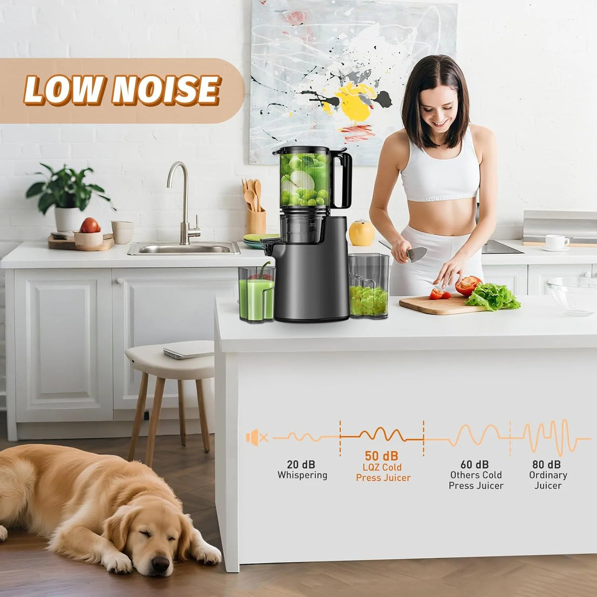 YPONE Cold Press Juicer, Masticating Juicer with 5.4" Wide Feed Chute, 350w Slow Juicer Machines Fit Whole Vegetables and Fruits,Juice Extractor Machine with High Juice Yield, Easy to Clean(Black)