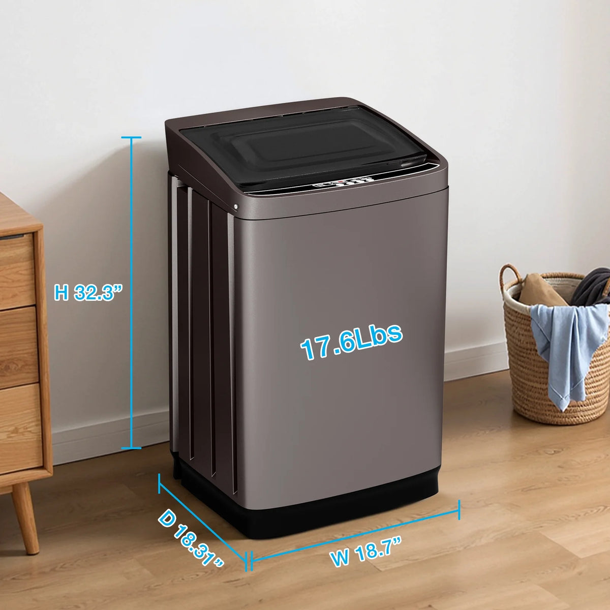 TABU Portable Washer and Dryer Set, 17.6LBS Compact Washing Machine & 8.8LBS Compact Dryer(Gray&White)