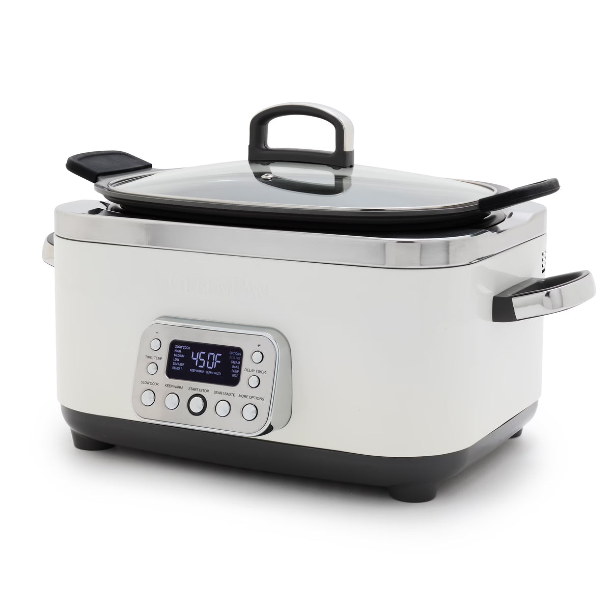 GreenPan 6-Quart, 14-in-1 Slow Cooker, Family Size, Ceramic Nonstick, Dishwasher Safe Parts, Black