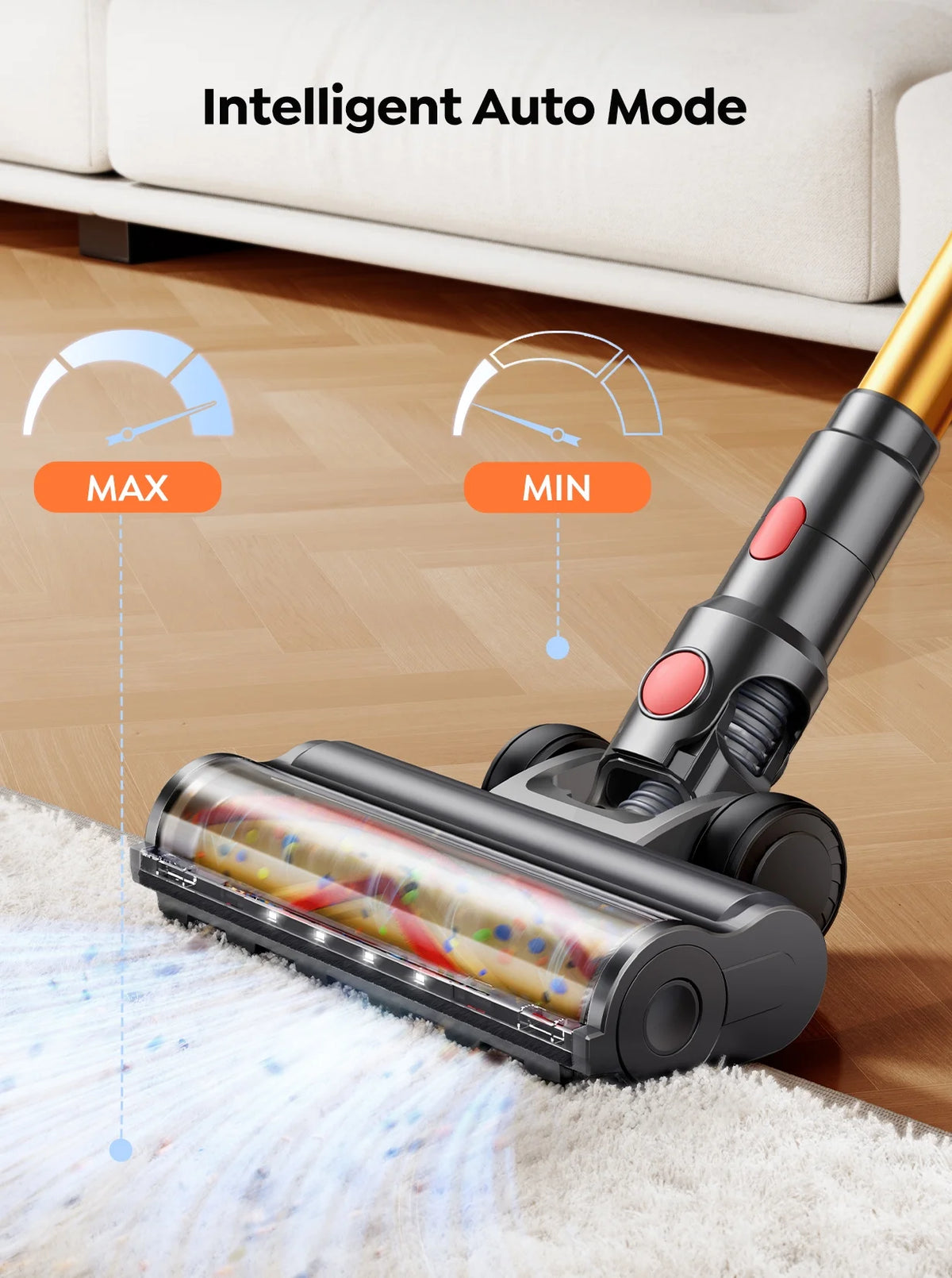 Buture VC90 Cordless Stick Vacuum Cleaner with Mattress Mite Removal Brush, 55KPA Strong Suction for Carpet Hardwood Floor