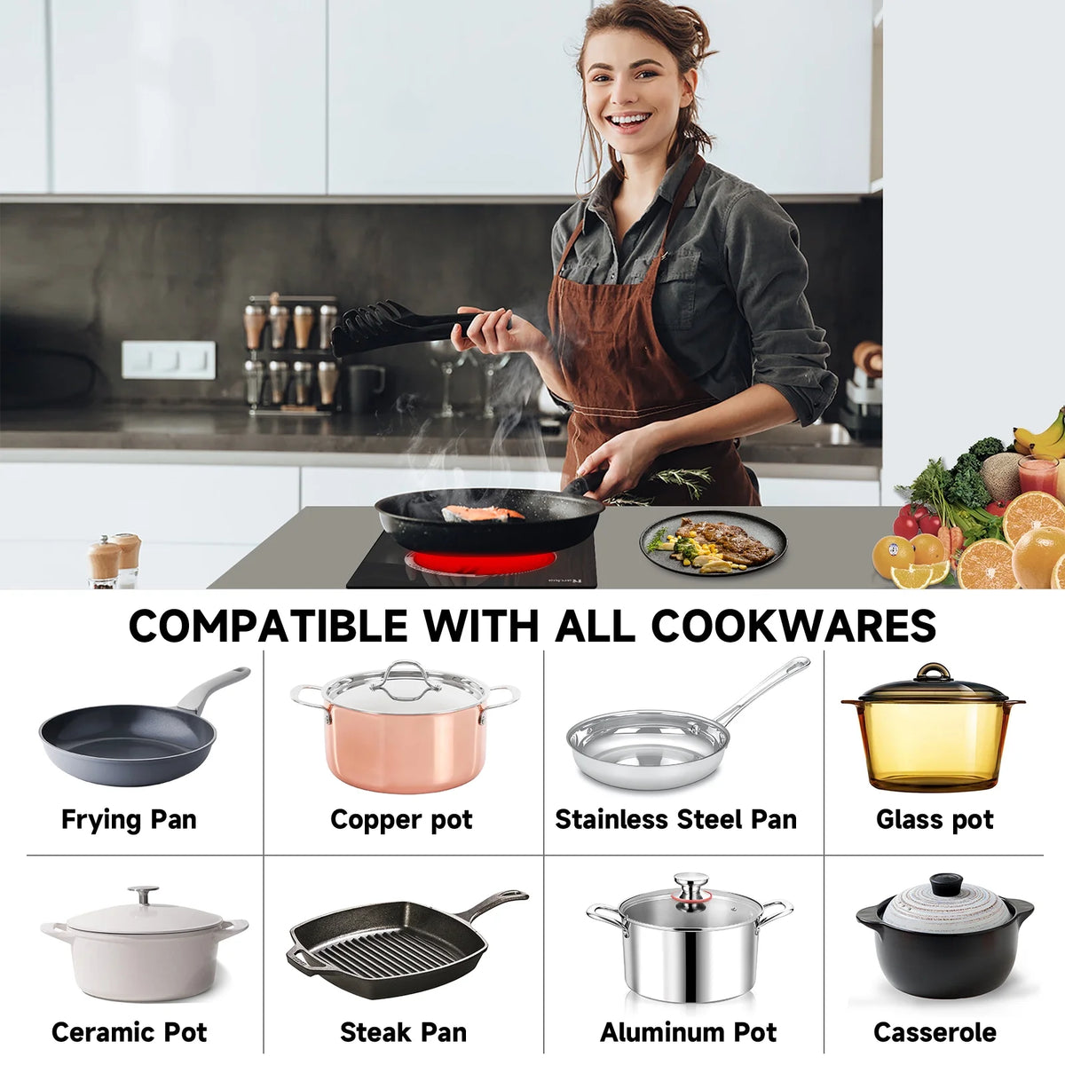 Nardea Two Burner Electric Cooktop 110V Plug in