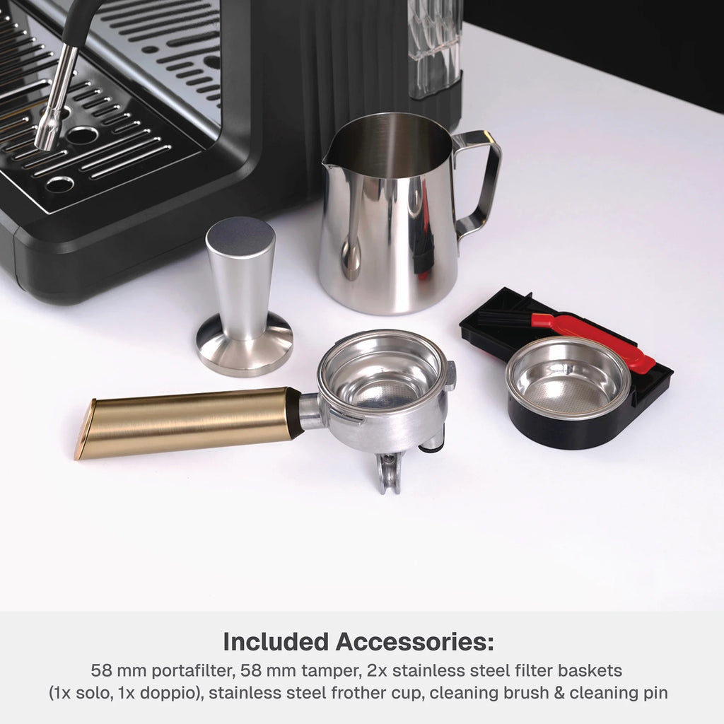 Thyme & Table Barista Grade Espresso Machine with 15-Bar Pressure, Conical Burr Grinder and Steam Wand, Sand White