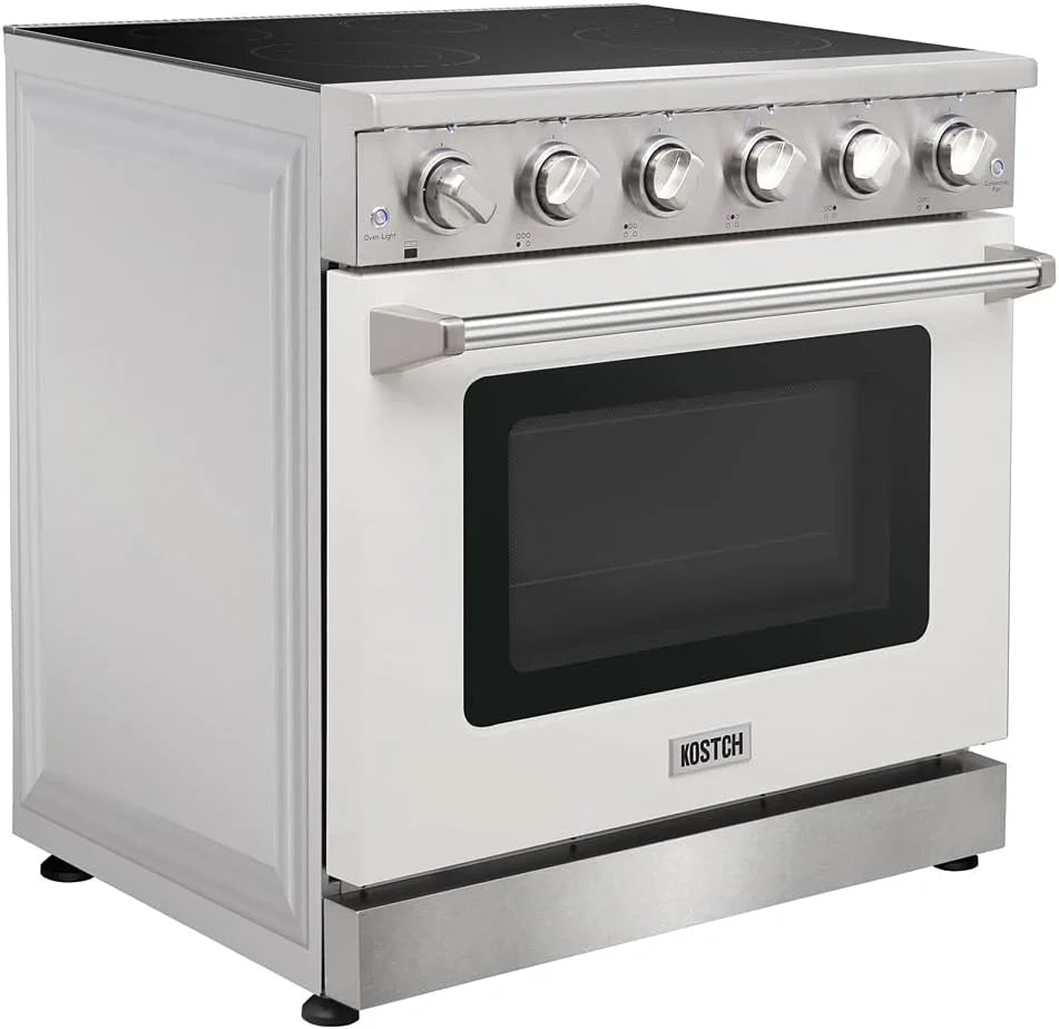 KOSTCH 36 inch Electric Range, 5-Burner Cooktop with 6.0 cu ft Convection Oven, Glass Top, in Stainless Steel