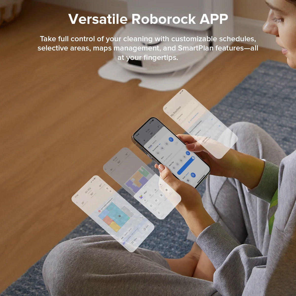 Roborock Qrevo Series Robot Vacuum and Mop, Auto Mop Washing&Drying, 8000Pa Suction, Self-Emptying, Anti-Tangle Brushes, Smart Obstacle Avoidance (QV 35A)