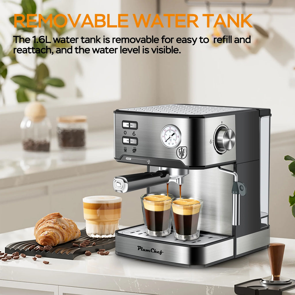 20 Bar Espresso Machine with Milk Frother, Single & Double Shot, ESE Pod Compatible, Removable Water Tank for Cappuccino, Latte, & Machiato for Home Barista