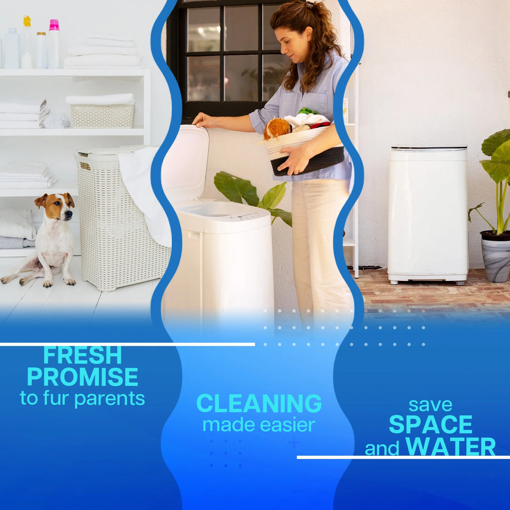 Pet Forge Spin Fresh Portable Pet Washing Machine, Fully Automatic 8 lb Capacity Top Load Washer