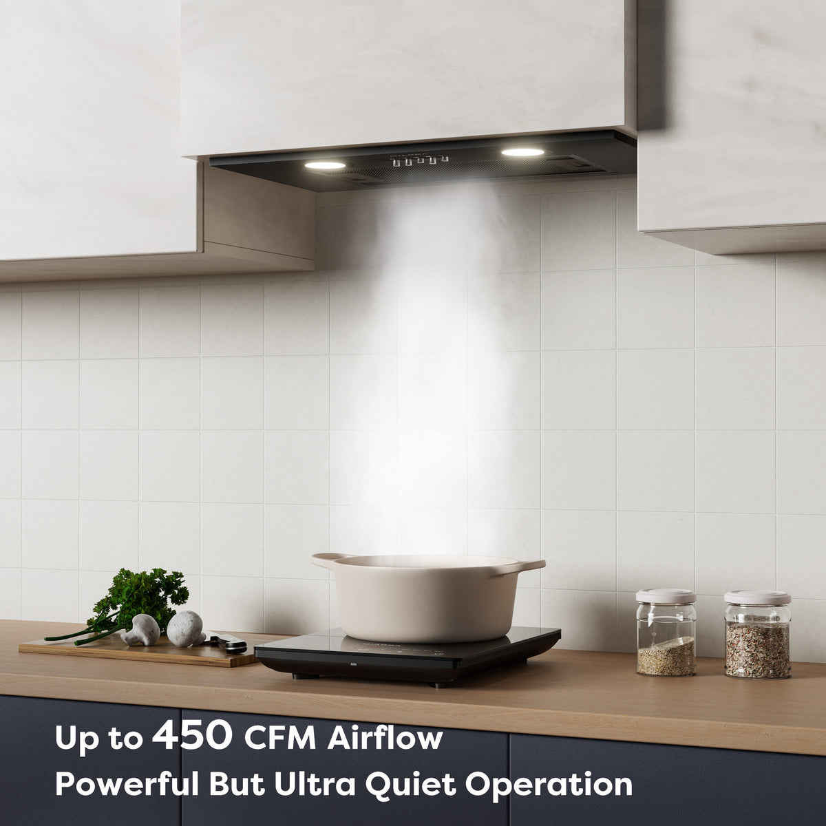 CIARRA Insert Range Hood 20 inch 450 CFM with Push Button Control Stainless Steel CAS913E52
