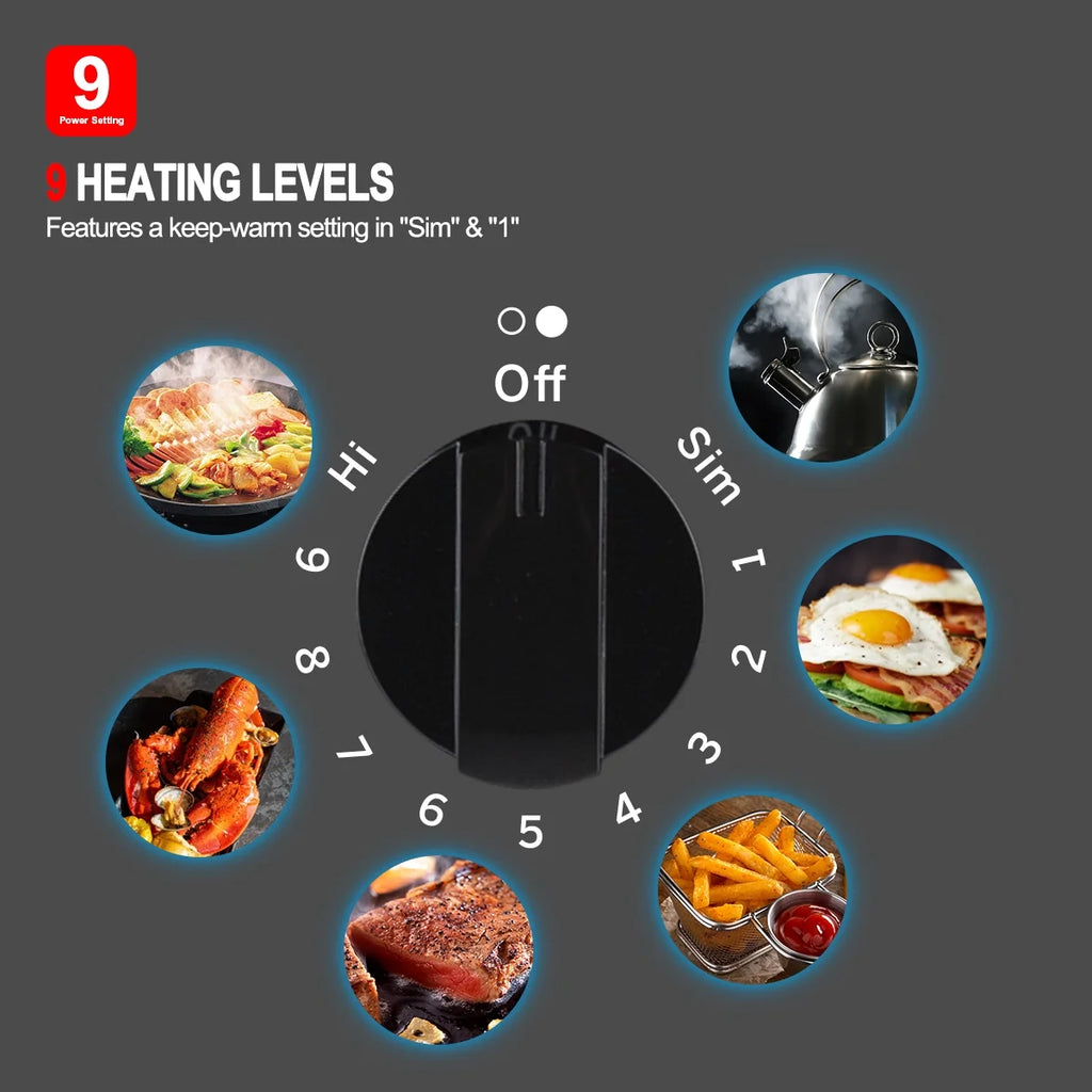 GASLAND 21 in 2 Elements Radiant Electric Cooktop with 9 Heating Levels, Smooth Surface, 240V
