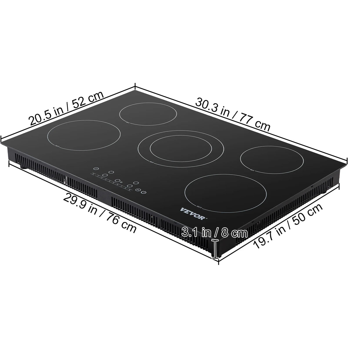 VEVOR 30'' Radiant Electric Cooktop in Black with 4 Burners