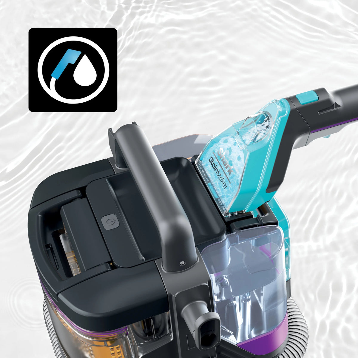 Shark StainStriker HairPro Carpet and Upholstery Cleaner, Portable with 3 Tools, 6oz Deep Clean Pro Formula and 12oz OXY Multiplier Formula, PX250 Dark Silver/Fuchsia