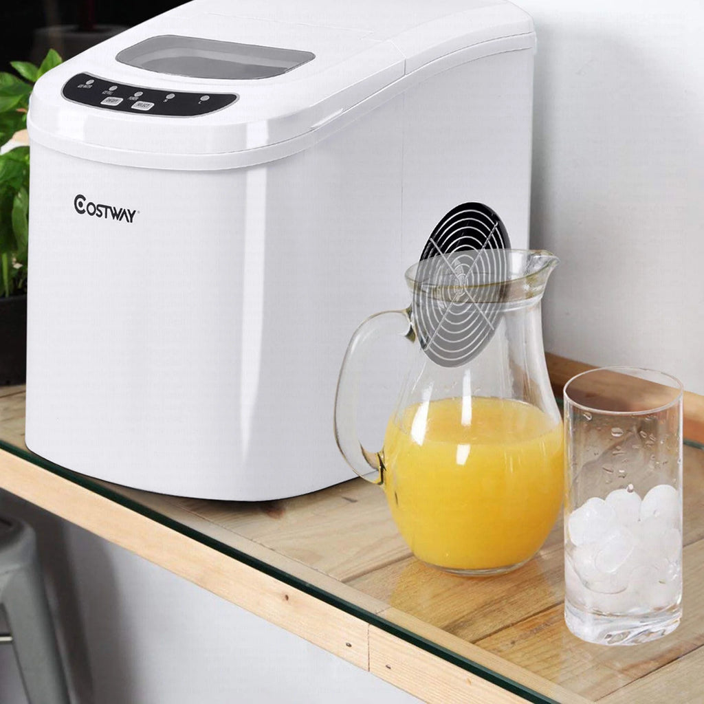 Costway Silver Portable Compact Electric Ice Maker Machine Mini Cube 26lb/Day