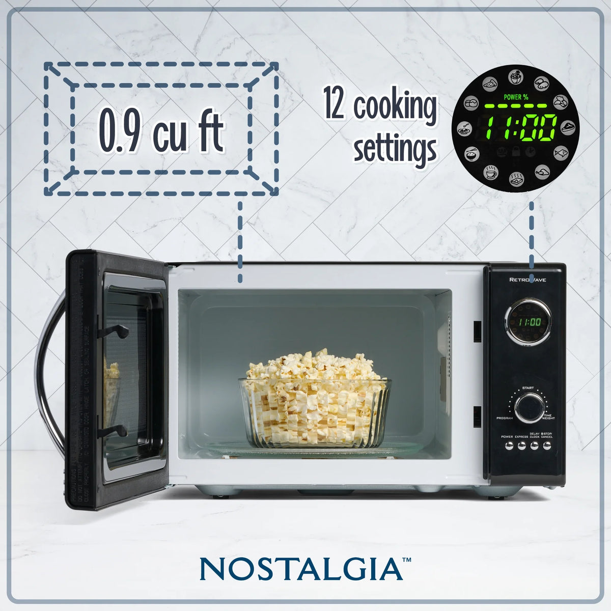 Nostalgia Retro 0.9 Cu. ft. 800-Watt Countertop Microwave Oven, Aqua