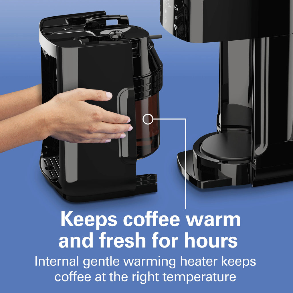 Hamilton Beach One Press 14-Cup Programmable Drip Coffee Maker Machine with Glass Coffee Pot, Black